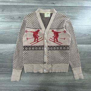 Vintage 40s Ski Cardigan Sweater Adult Small Glengarry Antique Skiing V-Neck